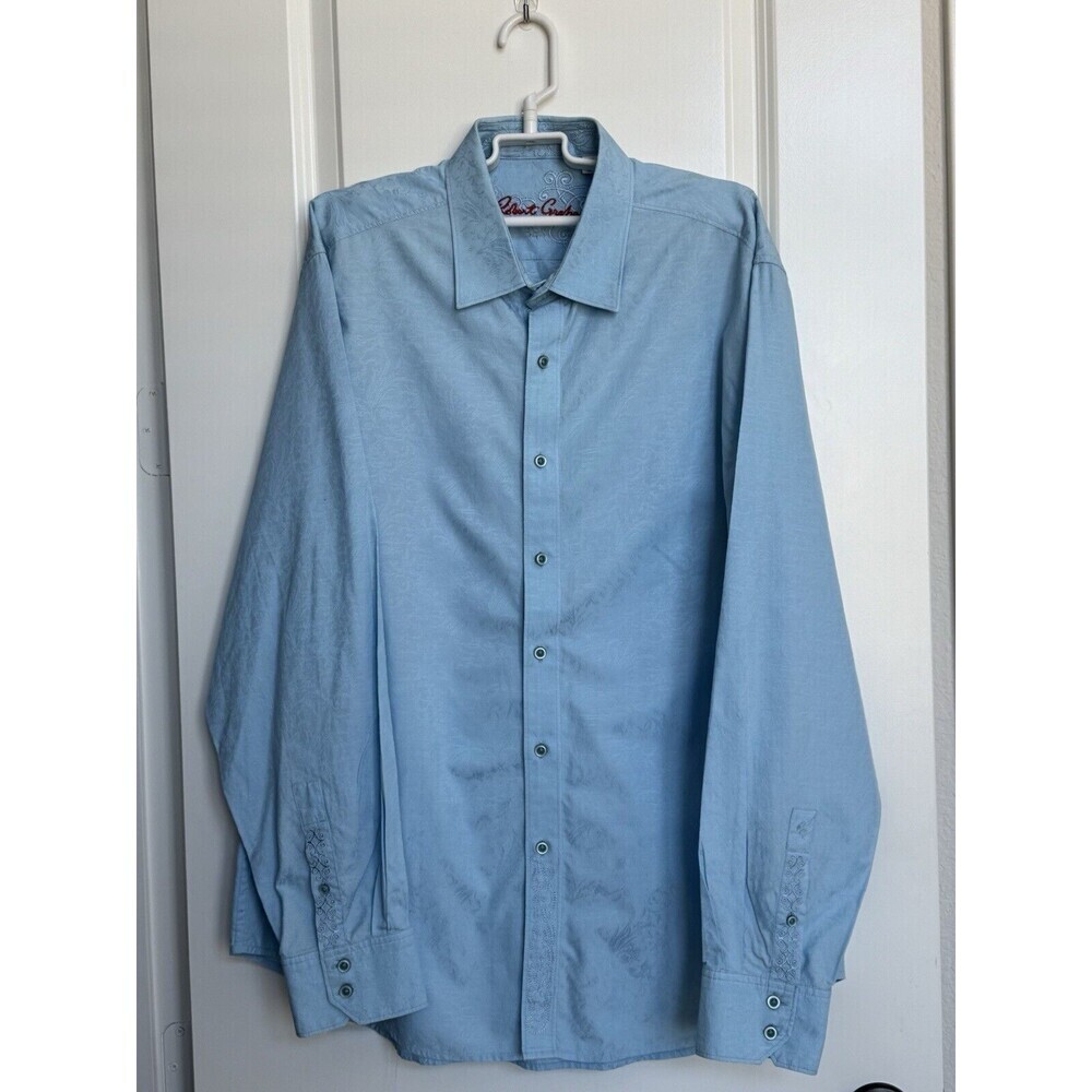 Robert Graham Men’s Blue Embroidered Long Sleeve Button‎ Down Shirt XL Casual